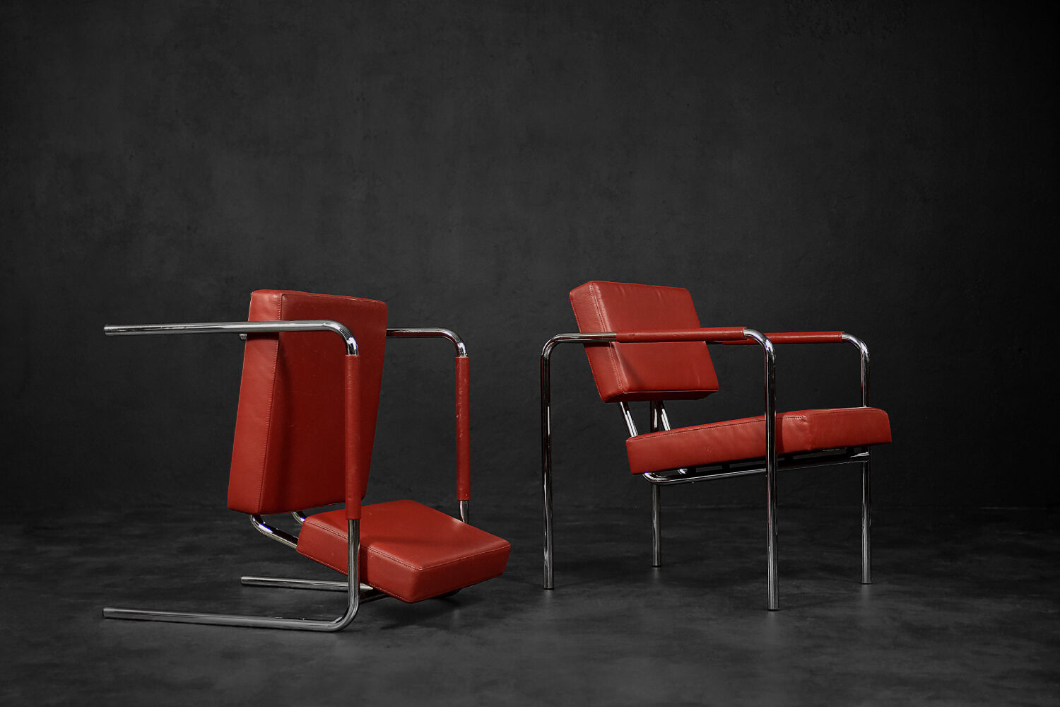 Scandinavian Bauhaus chrome armchairs