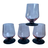 Set of 4 glasses with pink feet and black feet Art Deco 30s