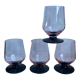 Lot de 4 verres à pieds roses et pieds noirs art déco années 30
