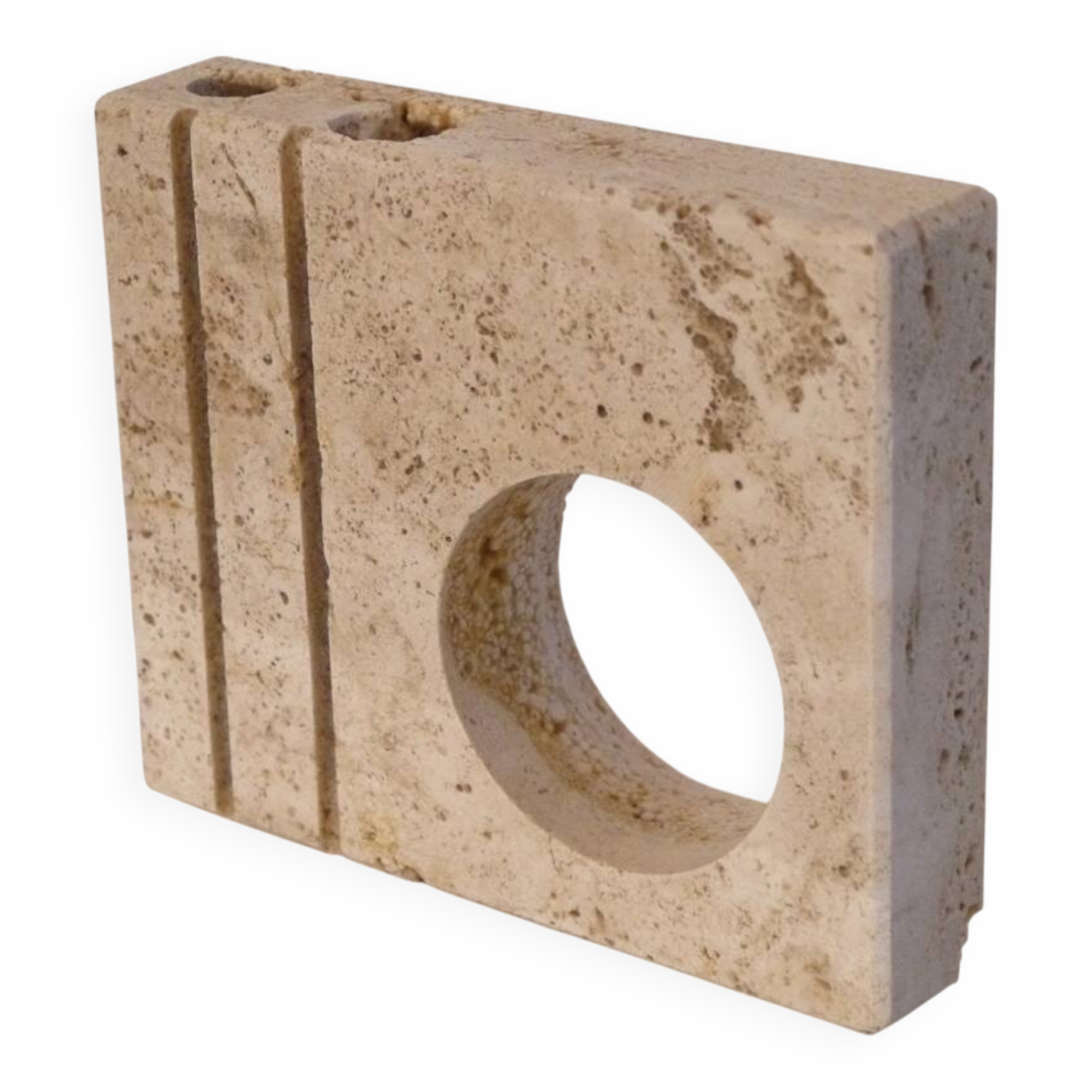 Travertine candlestick Fratelli Mannelli 1970