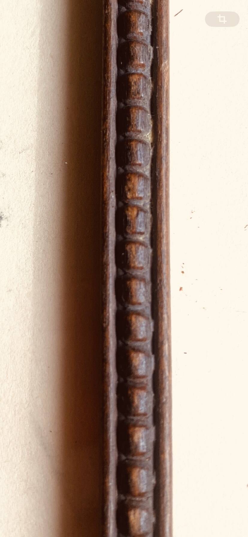 Wooden frame carved in beads, glazed, gray cardboard back and irzft paper