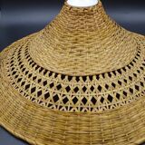 Rattan chandelier and lampshade - circa 1970