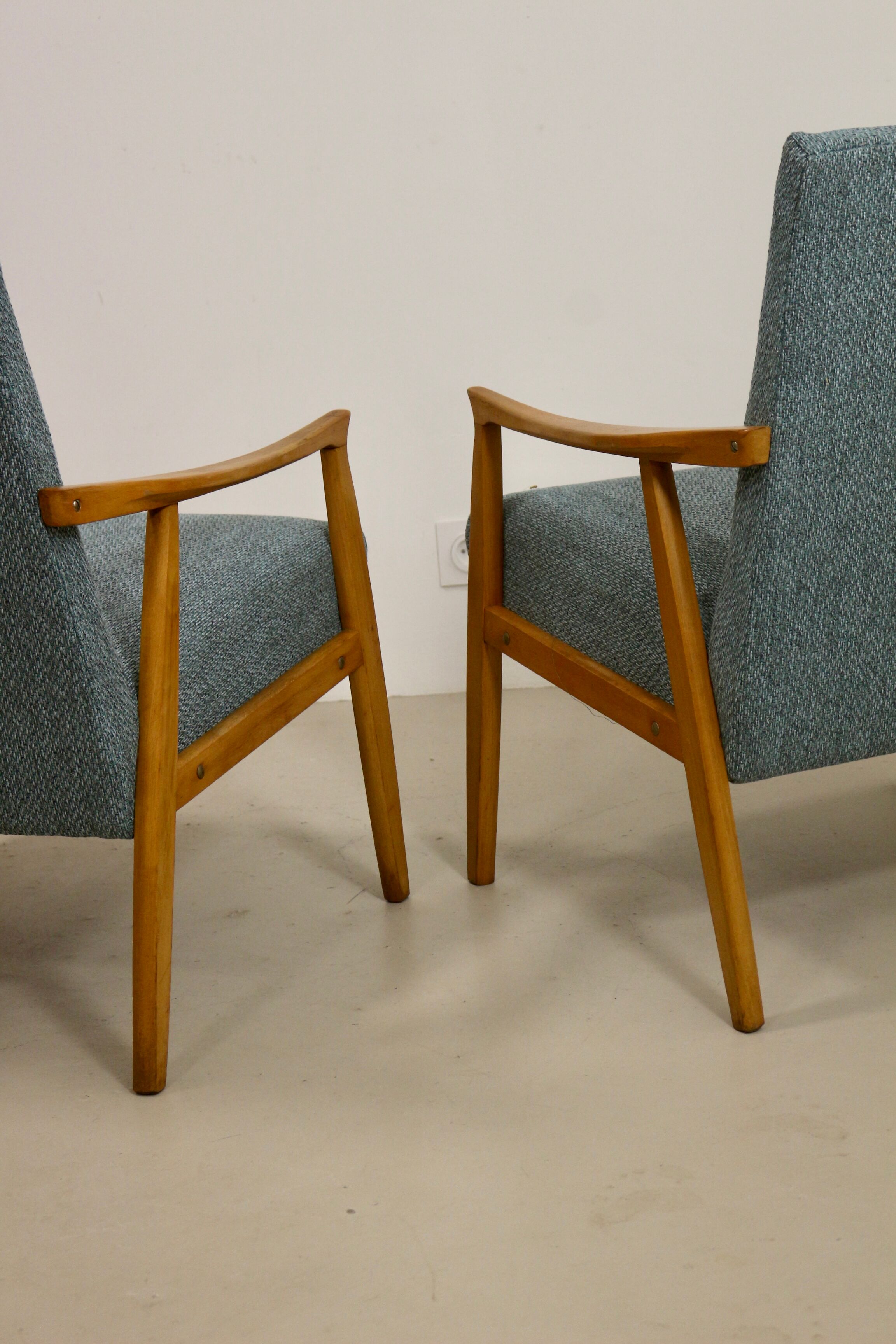 Pair of vintage armchairs in beech year 60