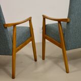 Pair of vintage armchairs in beech year 60