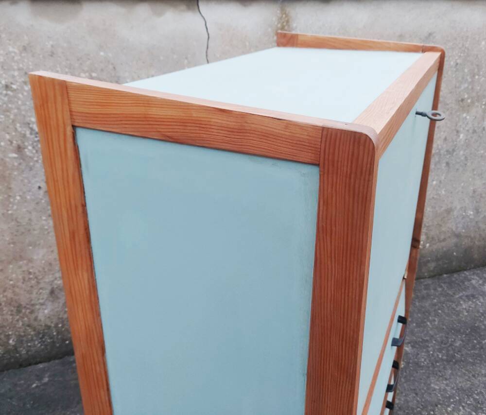 Secretary desk, drawers, vintage, refurbished, 60s