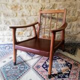 Vintage Danish armchair 1950 Scandinavian style, compass legs
