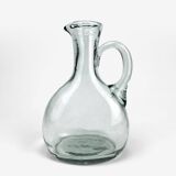 Cruche à eau ancienne en verre soufflé épais