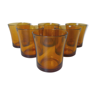 6 glasses duralex amber vintage