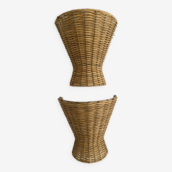Pair of 60s rattan wall lights