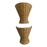 Pair of 60s rattan wall lights