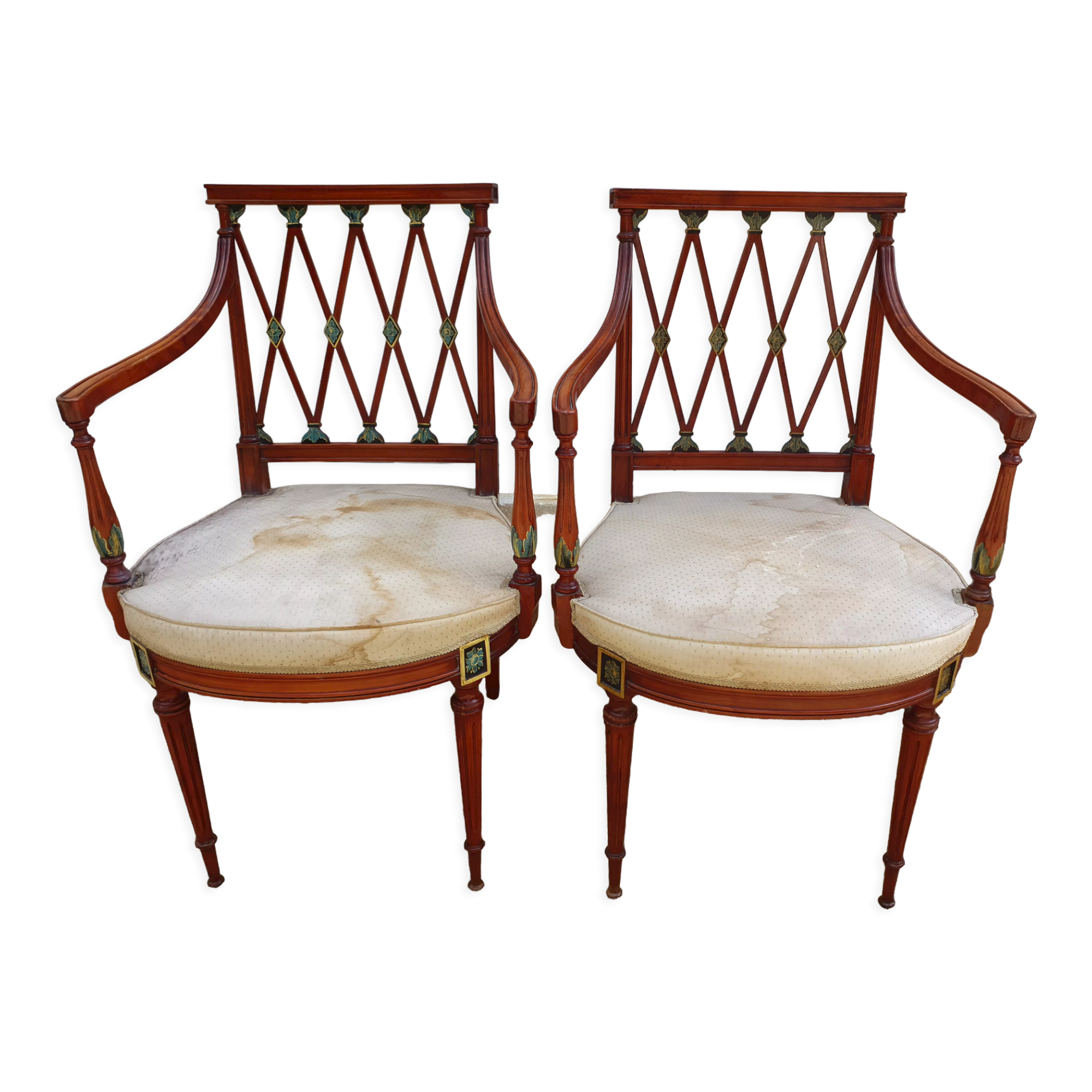 Pair of art nouveau mahogany armchairs