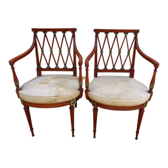 Pair of art nouveau mahogany armchairs