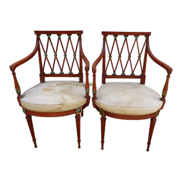 Pair of art nouveau mahogany armchairs