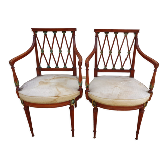 Paire de fauteuils art nouveau en acajou