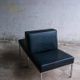 Set of 2 minimalist black leather lounge chairs