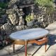Bouillotte coffee table in blond mahogany, Louis XVI style, 20th century period