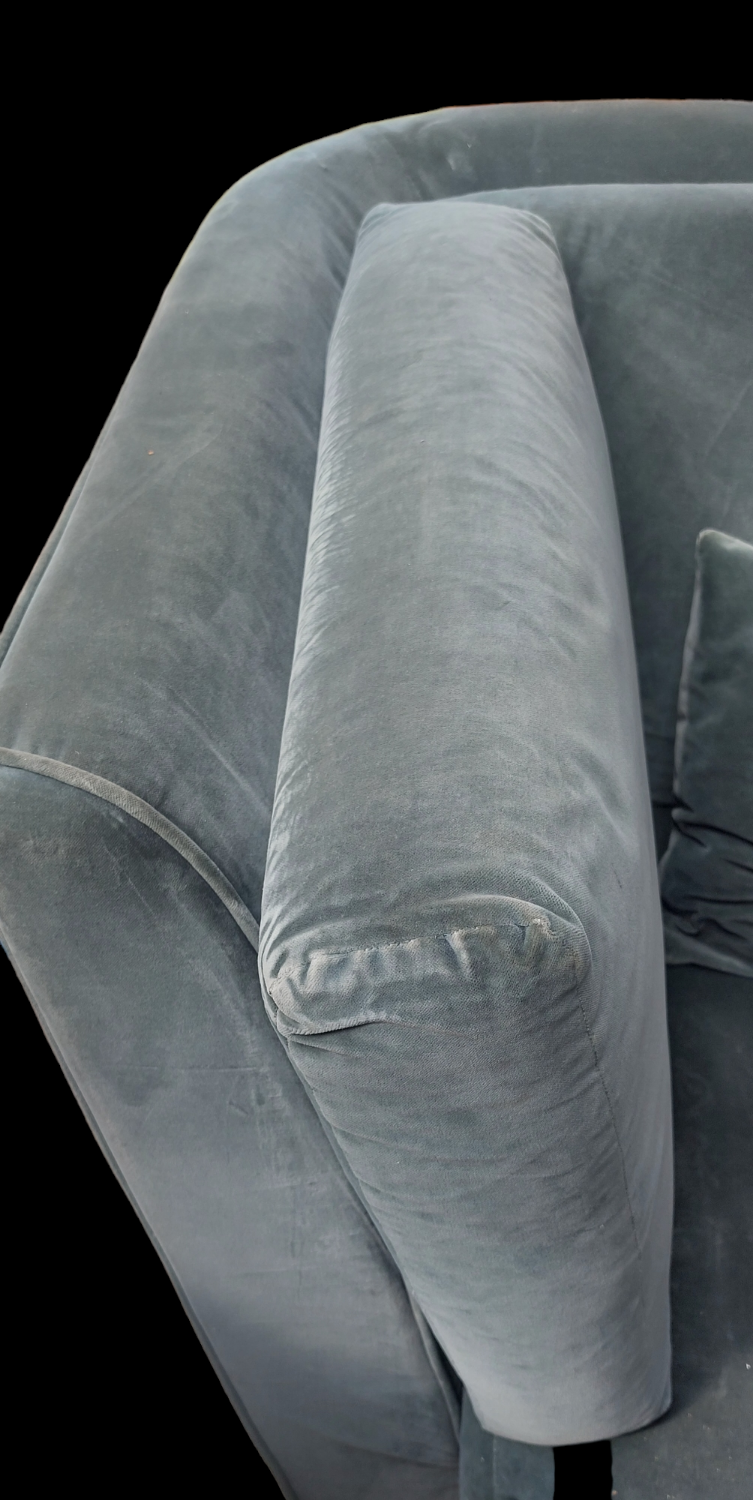 Green velvet 3-seater sofa