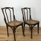 Set 2 chaises bistrots en bois courbé et cannage