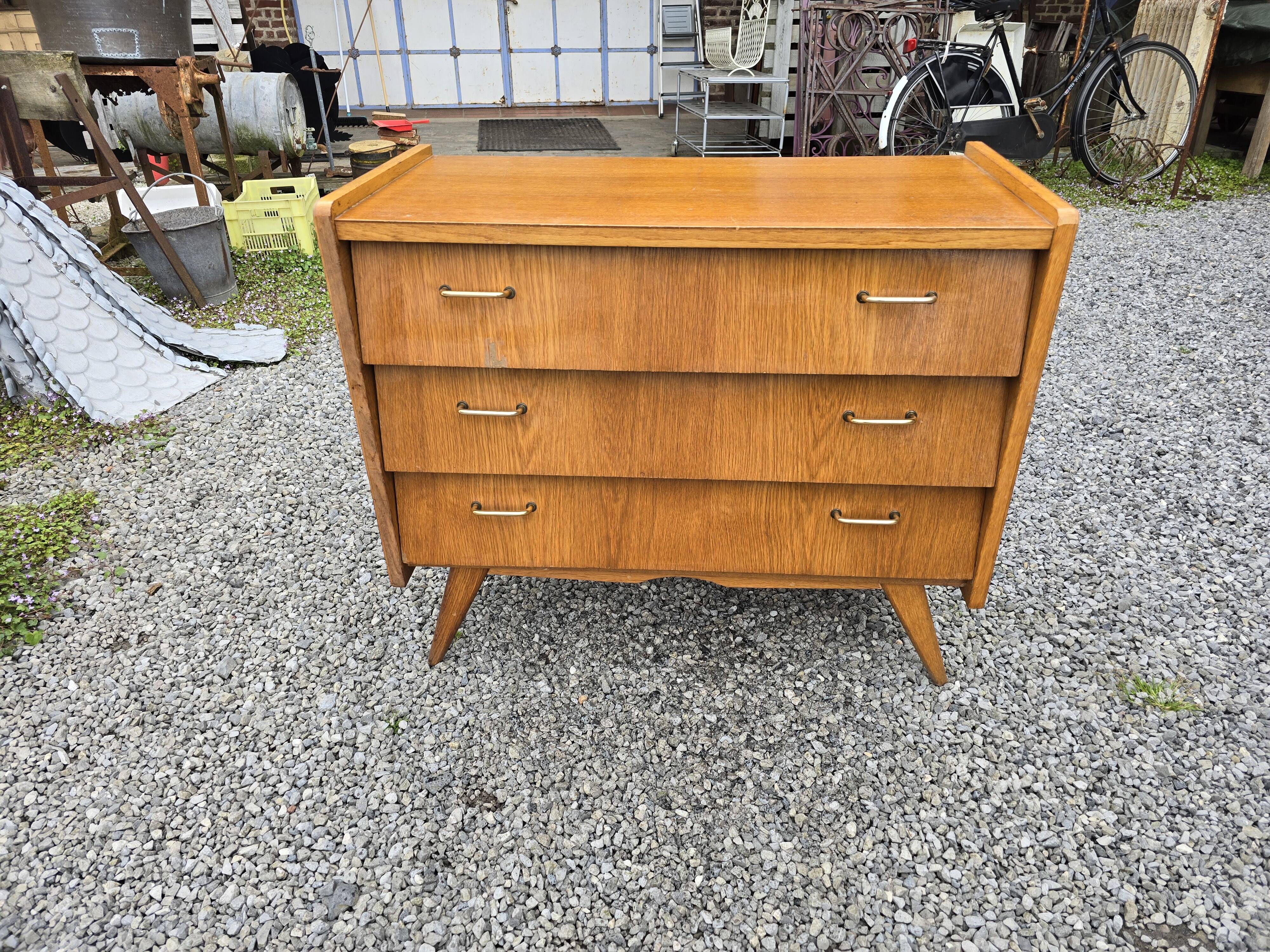 Vintage 60s oak chest of drawers