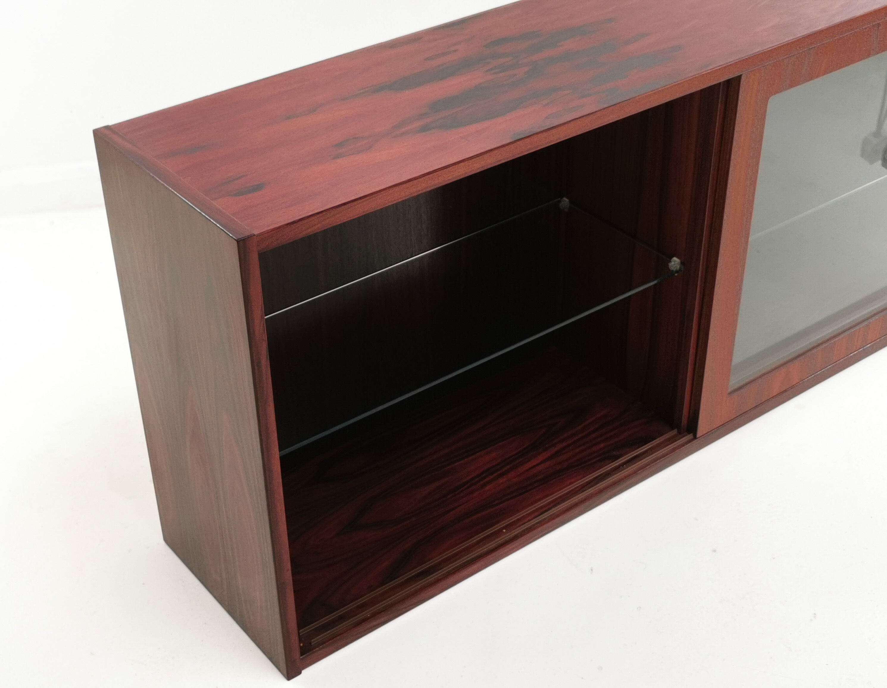 Danish Hundevad rosewood wall unit display cabinet 70s mid century vintage