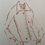 Painting signed in ink fashion engraving "study model of woman's jacket"
