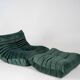 Togo set of armchair and pouf in dark mint velvet
