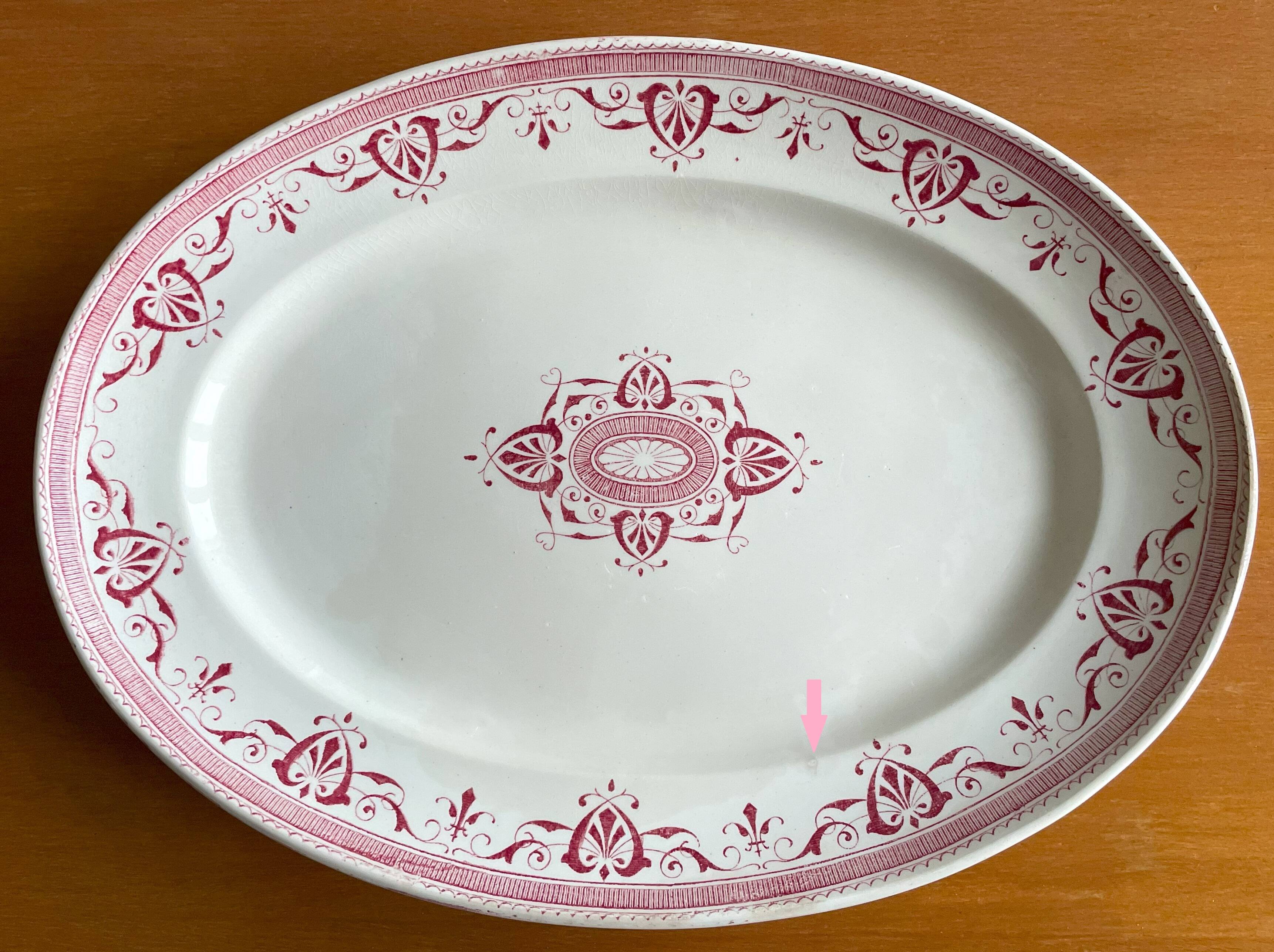 Old earthenware serving dish from Creil & Montereau