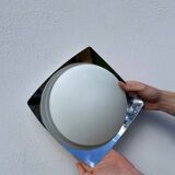 White glass and stainless steel ceiling light