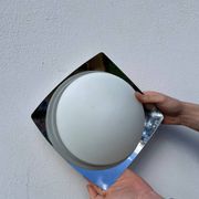 Applique plafonnier en verre blanc et inox