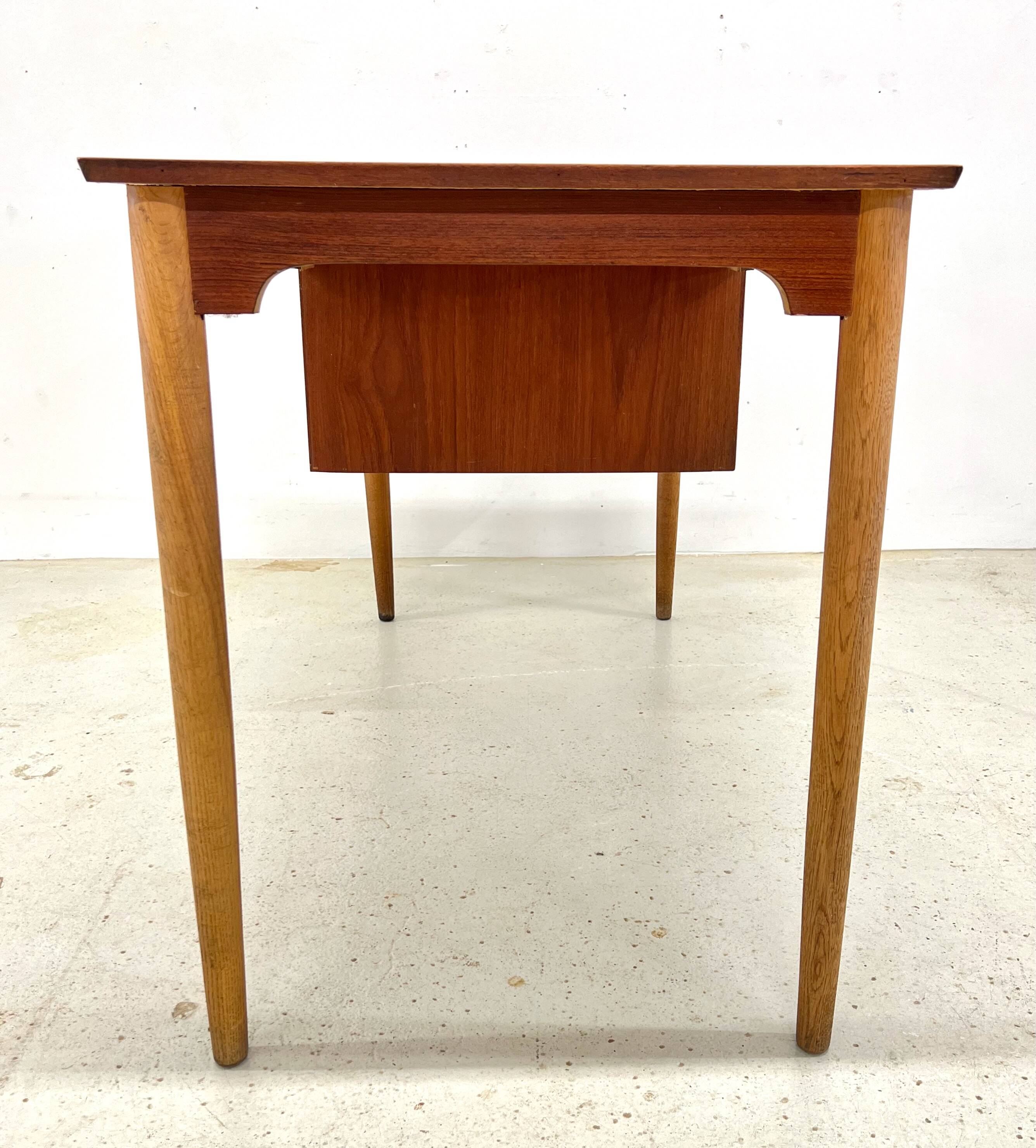 Danish Petite Teak & Beech Desk, 1950s.