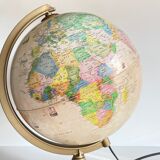 Globe earth luminous italy vintage wood