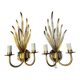 Pair of gold metal foliage spray sconces in the Bagues style - Vintage 70's