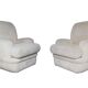 Pair of vintage armchairs in cream corduroy