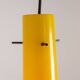 Pair of two-tone yellow and white glass pendant lights. 1960s