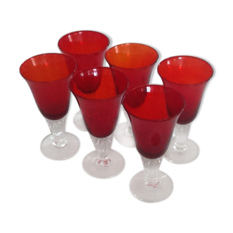 Red water glasses