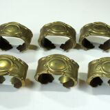 6 solid brass napkin holder, napkin rings, vintage from the 1960s, in original box