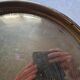 Antique copper or brass tray, Middle Eastern craftsmanship.