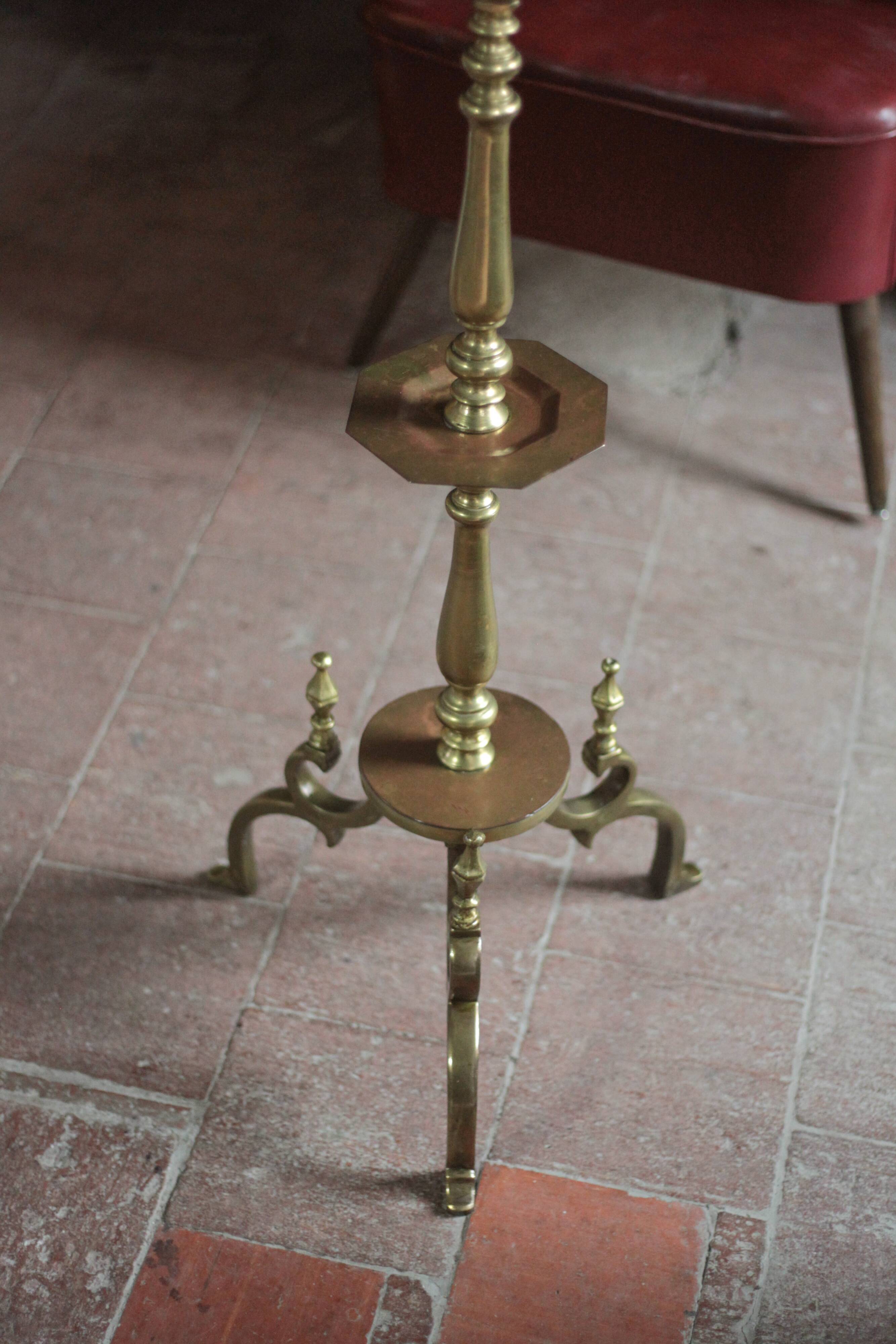 Golden bronze chandelier with seven arms, Menorah, candlestick on a stand, candelabrum.