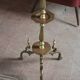 Golden bronze chandelier with seven arms, Menorah, candlestick on a stand, candelabrum.