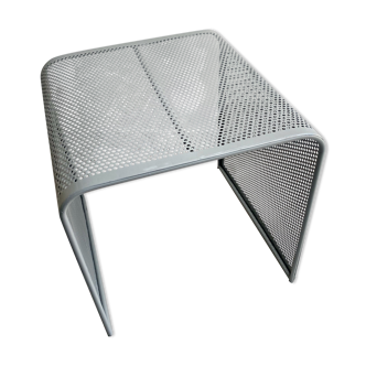 Vintage gray perforated metal side table