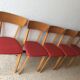 Set of 5 vintage wood and leatherette chairs