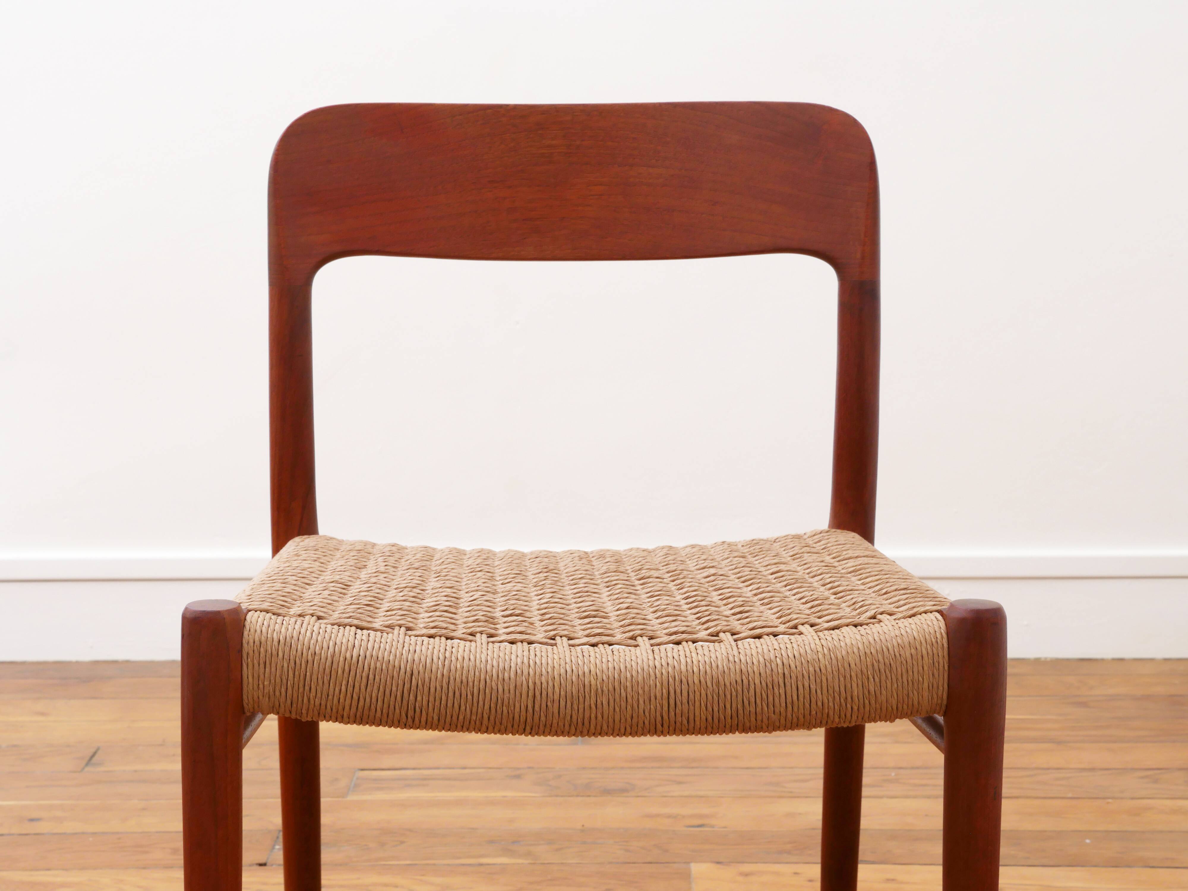 Chaise - Niels Otto Møller - modèle 75 - Corde danoise refaite - Restaurée