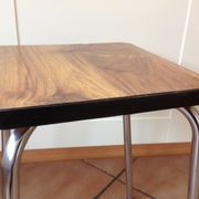 Leather in formica imitation wood and chrome feet / vintage 60s-70s