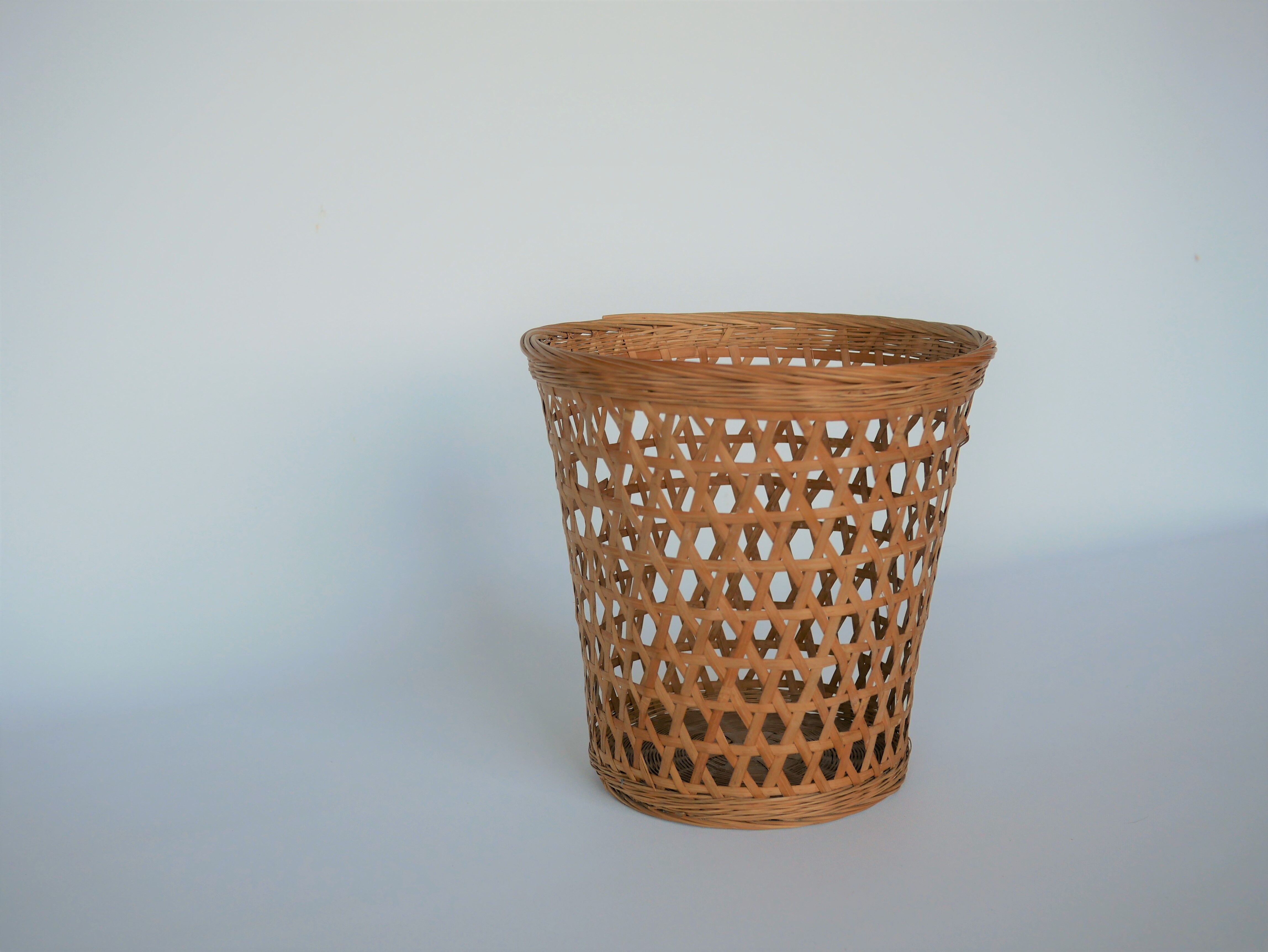Vintage paper basket in rattan