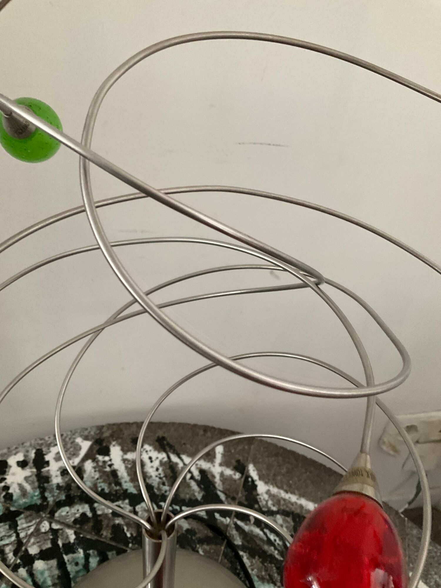 Design lamp of the 80s in brushed aluminum and glass paste