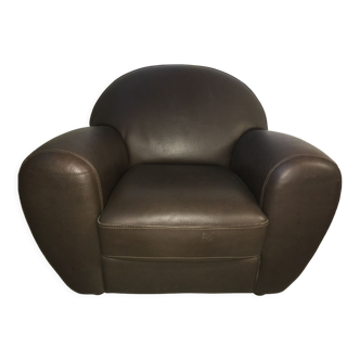 Brown full-skin leather armchair Steiner