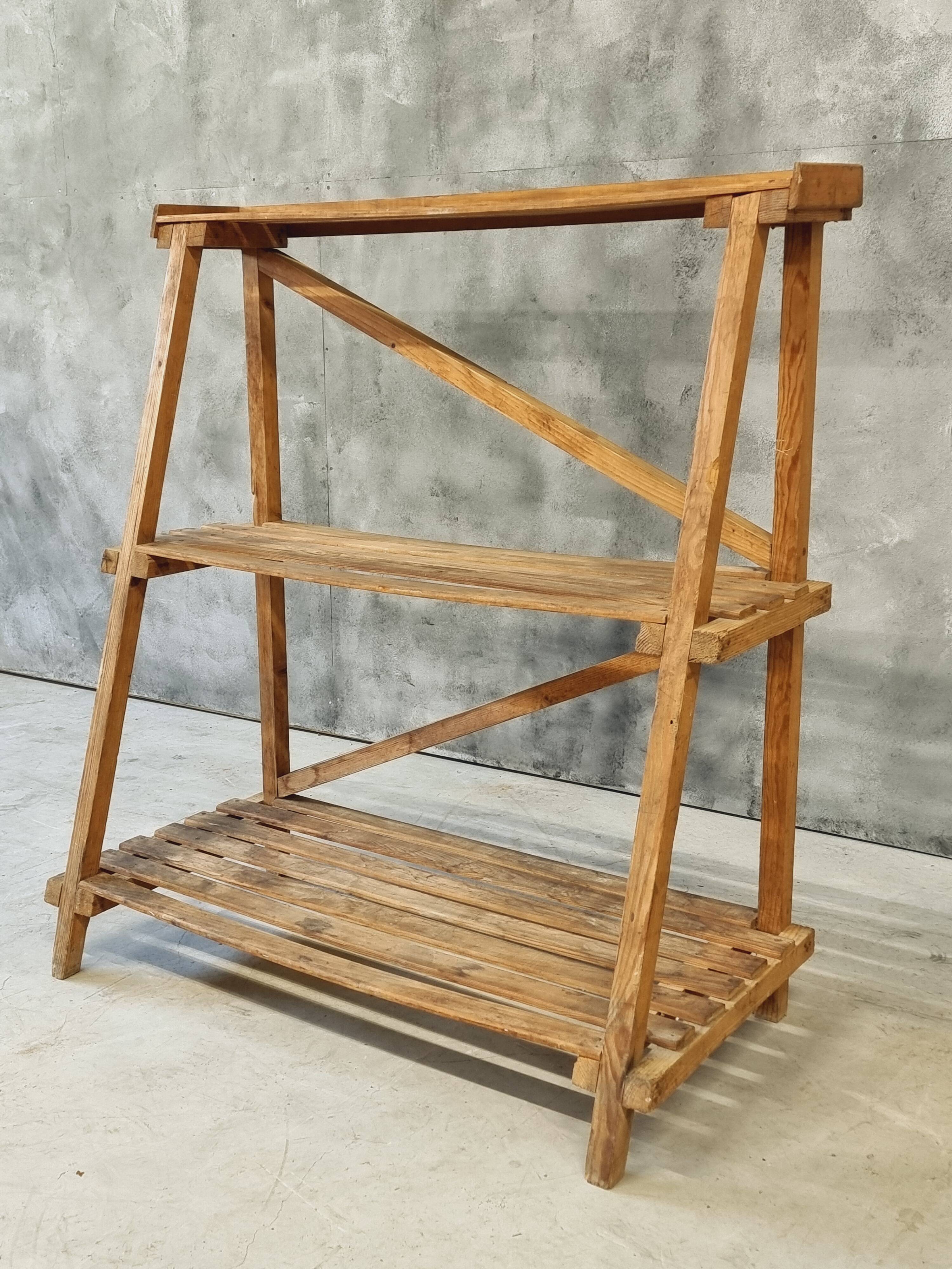Plant shelf made of old pine wood