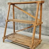 Étagère à plantes en bois de pin ancien