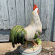 Sculpture de coq en céramique, coloration faite à la main