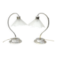 Paire de lampes vintage en métal chromé et verre dépoli texturé - Massive